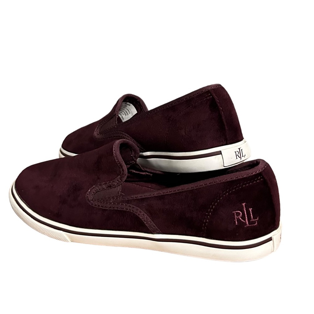 Ralph Lauren, Maroon/Purple colored Janis slip on sneakers. SIZE 8B.